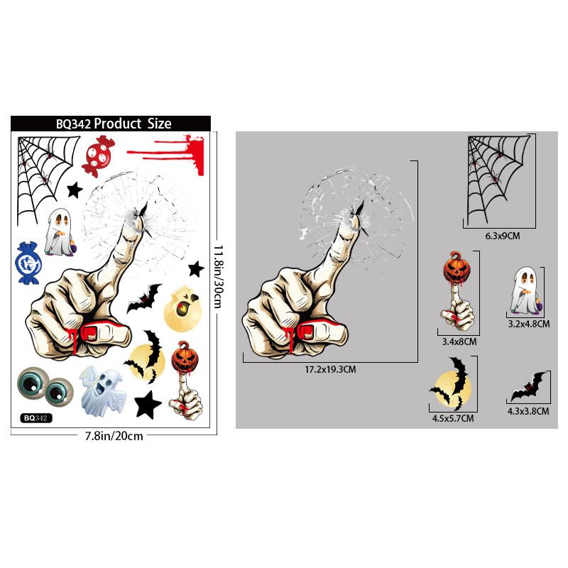 Halloween Decoration Blood Handprint Pumpkin Stickers Halloween Shopping Mall Window Scene Decoration Ghost Hand Spider Stickers