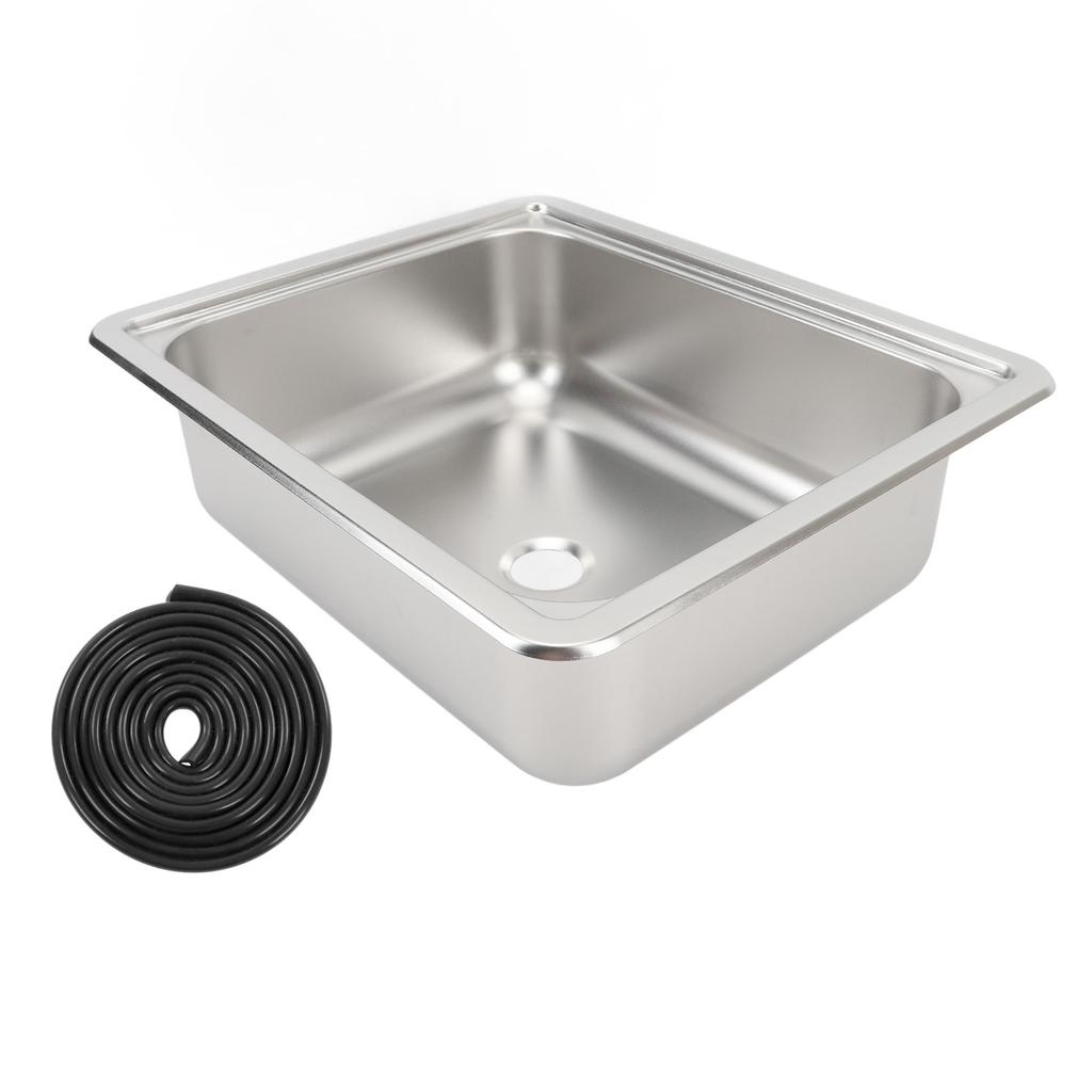 RV 304 Stainless Steel Sink Polishing Square Kitchen Sink Hand Wash Basin with 40mm Sewer Outlet for Boat Caravan