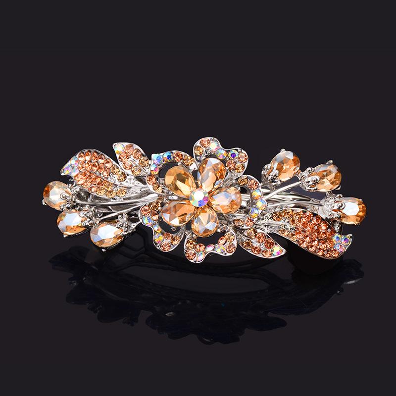 

Новая корейская версия заколки-автомата с кристальным цветком, сверкающий циркон, элегантные женские повседневные модные аксессуары для волос
