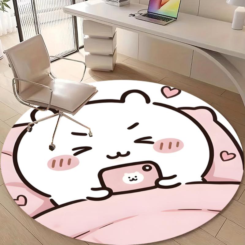 Personalized Chiikawa Round Chair Office Rug - Perfect for Mat, Office Chair & More - Ideal Gift for Birthdays and Holidays