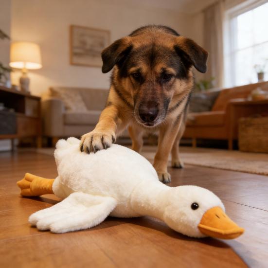 Gåsdjur Gosedjurshundleksak Mjukt Gosedjur för Aggressiva Tuggare Realistisk Gåsleksak Interaktiv Hundleksak Gåva till Husdjursälskare