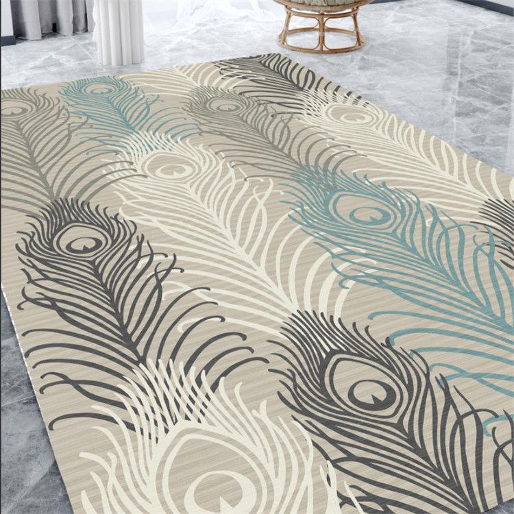 Feather Print Floor Mat Living Room Large Area Anti-Slip Carpet Bedroom Room Bedside Blanket Home Decor