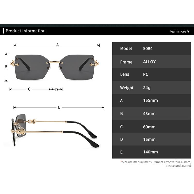 New Square Metal Frameless Sunglasses for Men and Women Fashion Trendy Outdoor Sunscreen Sunshade Glasses