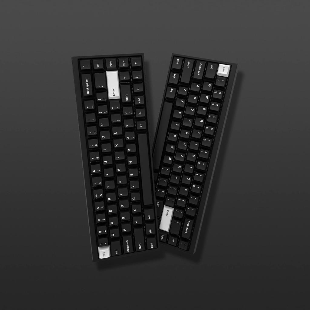 168-Key Double-Shot PBT Keycaps with Cherry MX Gateron Switches for 60, 65, 70, and 100% Mechanical Keyboards (Black & White)