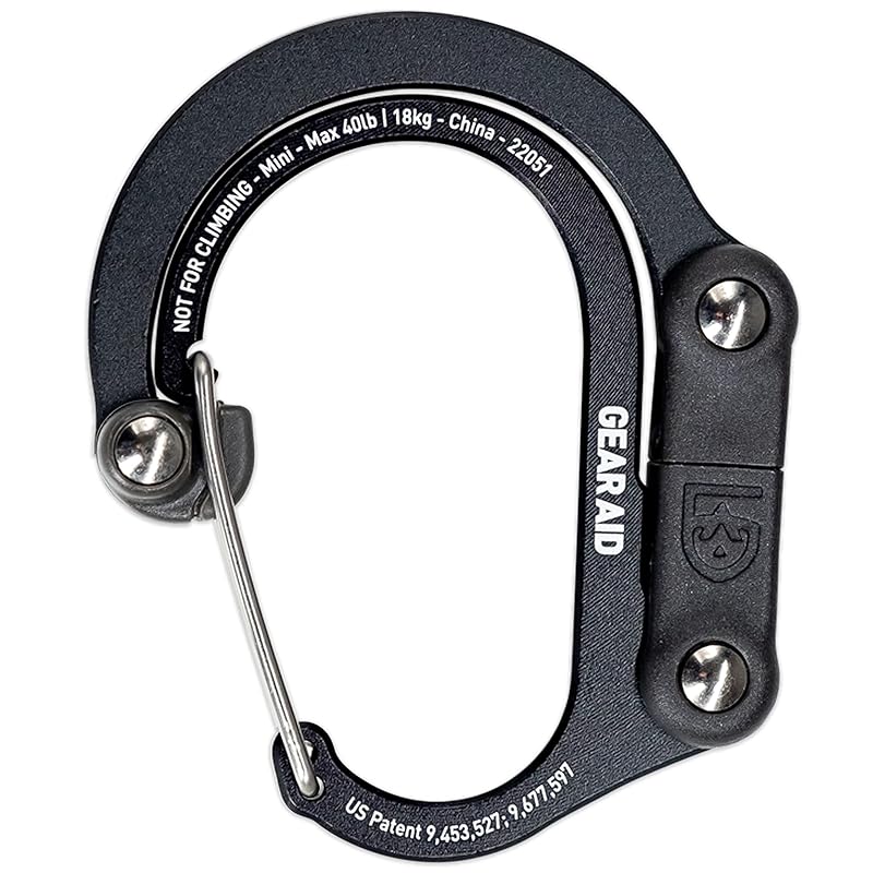 Gear Aid Hero Clip Mini Carabiner Hook, Stealth Black, 210011-010