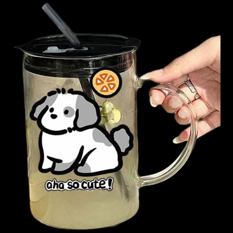 

Shangqi 1000ml High-Temperature Glass Tumbler with Handle & Straw