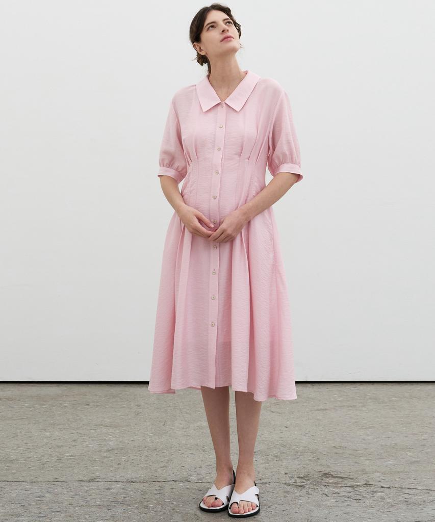 Mite Pin-Tuck Flare Dress_Pink