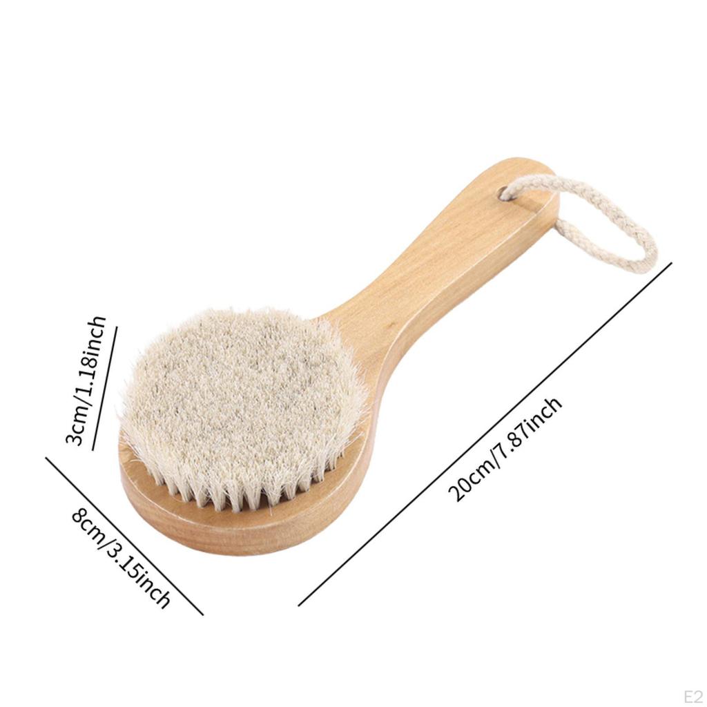 Bathing Back Brush Wood Handle Compact Anti Slip Easy Hanging Shower Scrubber Soft Bristles for At