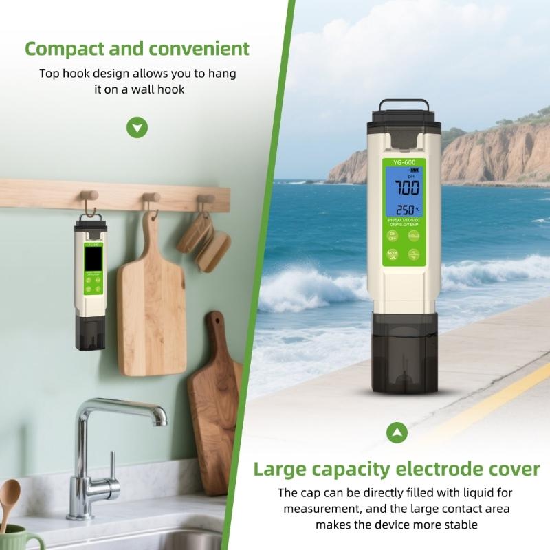 7 in 1 TDS ORP Salt Temperature Meter Digital Meter Water Quality Tester for Hydroponic Meter Portable
