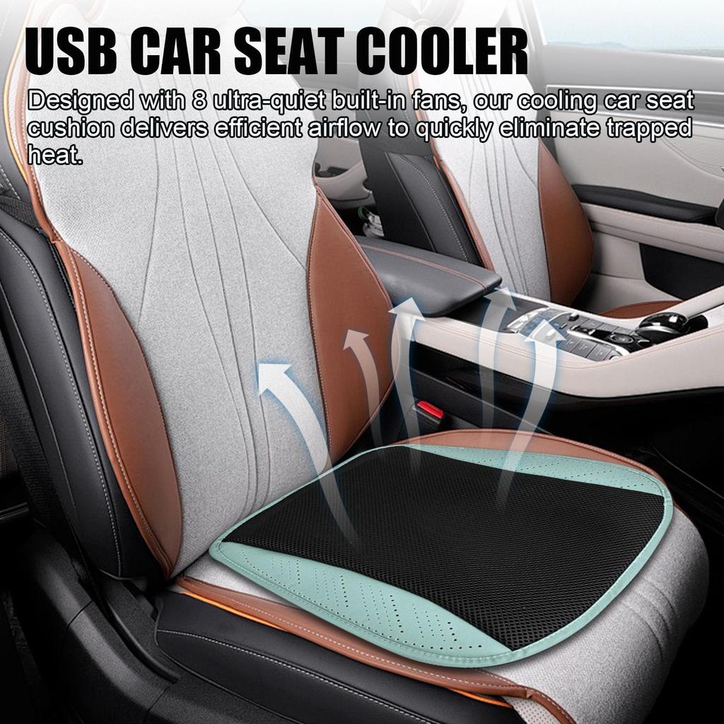 Car Seat Cooling Pad Car Seat Cooling Cushion Ventilated Cover Quiet Cooler Fans 3-Speed Mat USB Plug-in For Road Trip Game