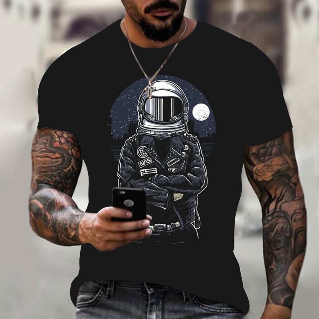 Skull Pattern Personality T-Shirt Summer Soft Comfortable Men's T-Shirts Casual Comfortable Loose Breathable Short-Sleeve T-Shirt