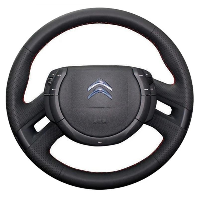Kunstleer Auto Stuurwielhoes Doe-het-zelf Handgestikt Voor Citroen C4 Picasso 2007-2013 Stuurhoes Auto Accessoires