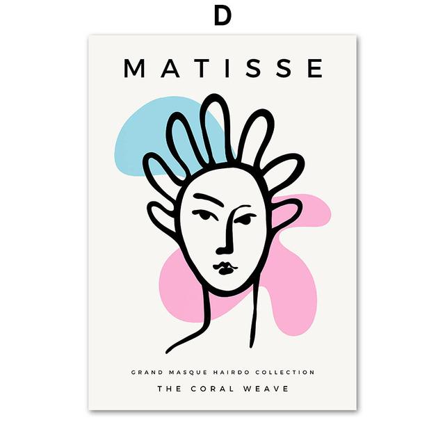 Vintage Abstract Matisse Picasso Coral Sun Nordic Poster and Prints Wall Art Canvas Painting Wall Pictures for Living Room Decor No Frame