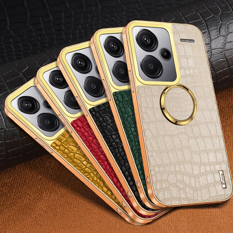 For Xiaomi Redmi Note 13 Pro+ 5G Case 6D Electroplating Ring Kickstand Anti-drop Cell Phone Cover