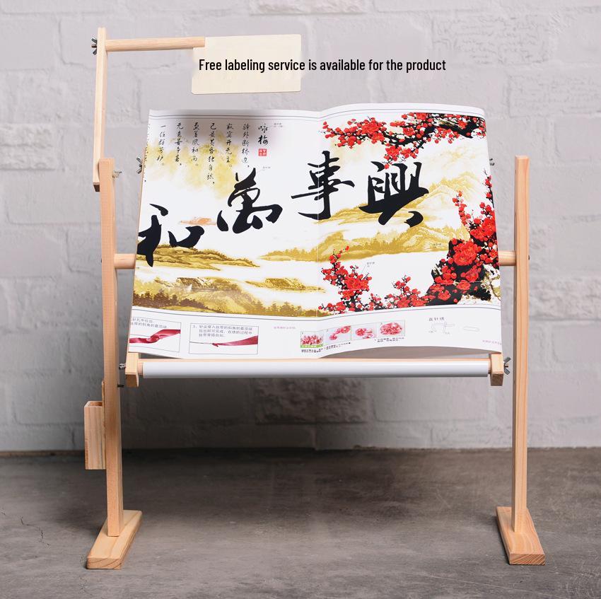 Adjustable Wooden Embroidery Hoop Stand for Cross-Stitch Crafting