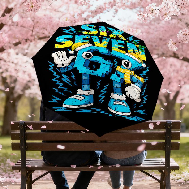 1PC Six Seven Umbrella-8-Rib Reinforced, Automatic Open, Lightweight & Durable, Fashion Accessory for Outdoor-D315