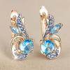 Squisiti Orecchini Pendenti con Zirconi Blu Acqua, Lussuosi Color Oro, Gioielli Regalo per Matrimonio e Festa