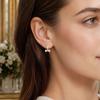 1 Pair Women Circle Earrings, Bow Design Zinc Alloy Earrings with Transparent Cubic Zirconia, Goddess Style Earrings for Daily Wear Work Party