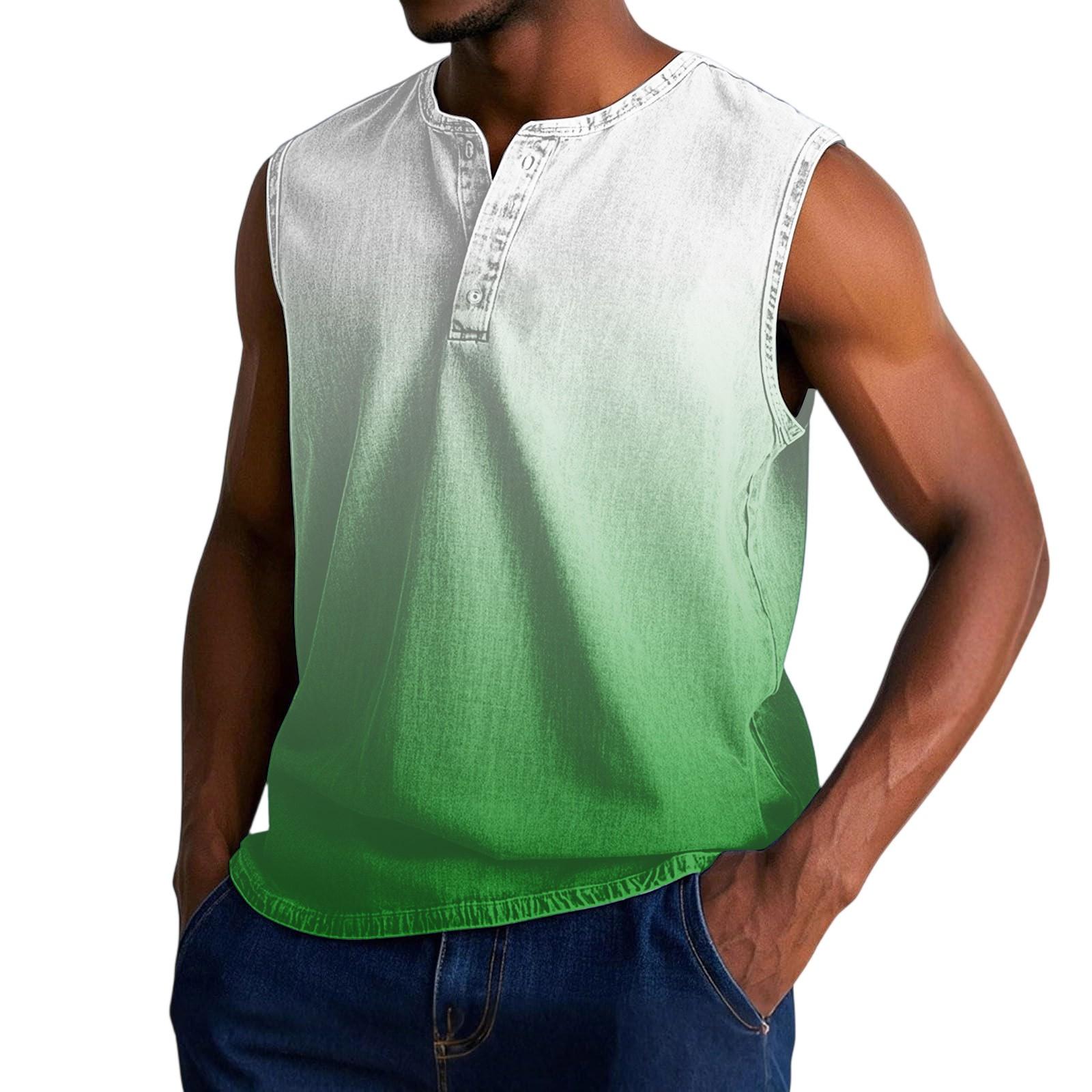 

Мужская состаренная рубашка без рукавов с градиентным принтом M зелёный