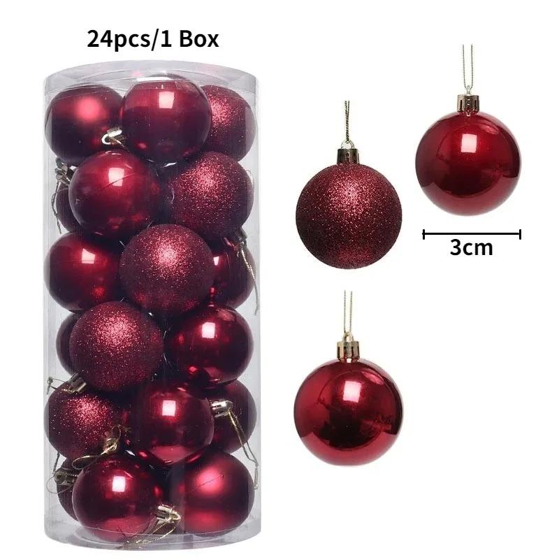 24Pcs 3CM Christmas Balls Decorations Christmas Tree Ornaments Ball Hanging Pendants Home Party Decor New Year Navidad Decor