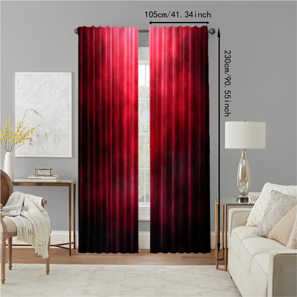 2 pcs   versatile polyester transparent curtains for home decoration Abstract Red for use in bedrooms and living rooms
