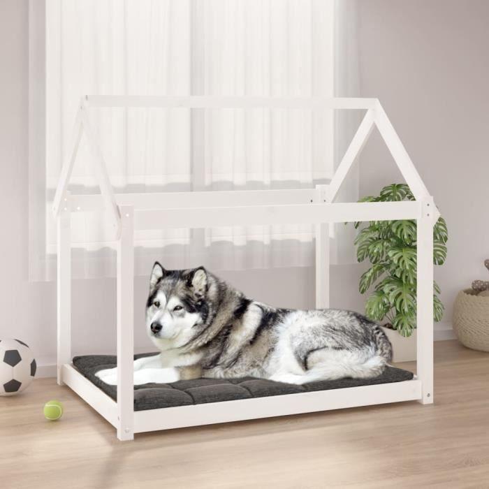 822218 vidaXL Lit pour chien Blanc 111x80x100 cm Bois de pin solide