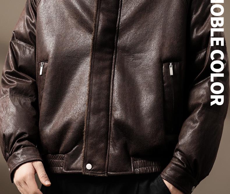 Men's Luxurious Retro German Fur-Lined Cotton Parka – Autumn/Winter Fleece Leather Jacket