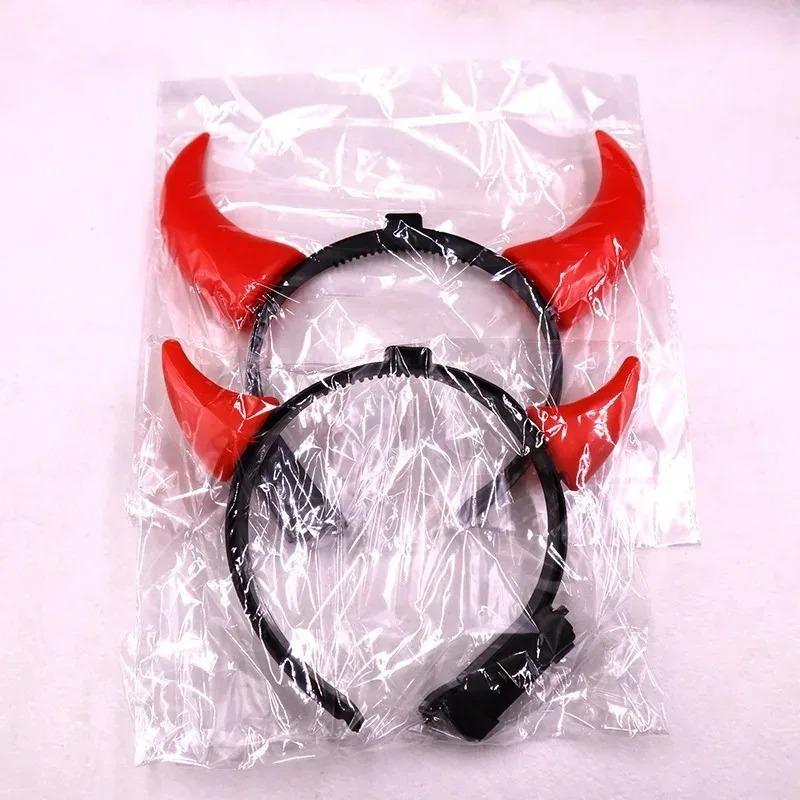Fascia con Corna da Diavolo Rosse Luminose Accessorio Capelli Luminoso per Halloween Prop Costume per Feste di Natale per Donne Uomini