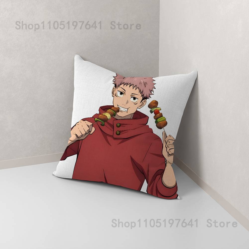 Anime Y-Yuji I-Itadori Pillow Case For Sofa Decor Car Office Room Printing Cushion Cover Decorations and Protector