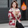 Winter Plush Thick Woolen Coat New Middle-aged Elderly Women's Plaid Coat Large Size Warm Coat