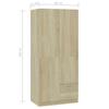 Wardrobe in Sonoma Oak 80 x 52 x 180 cm Particleboard