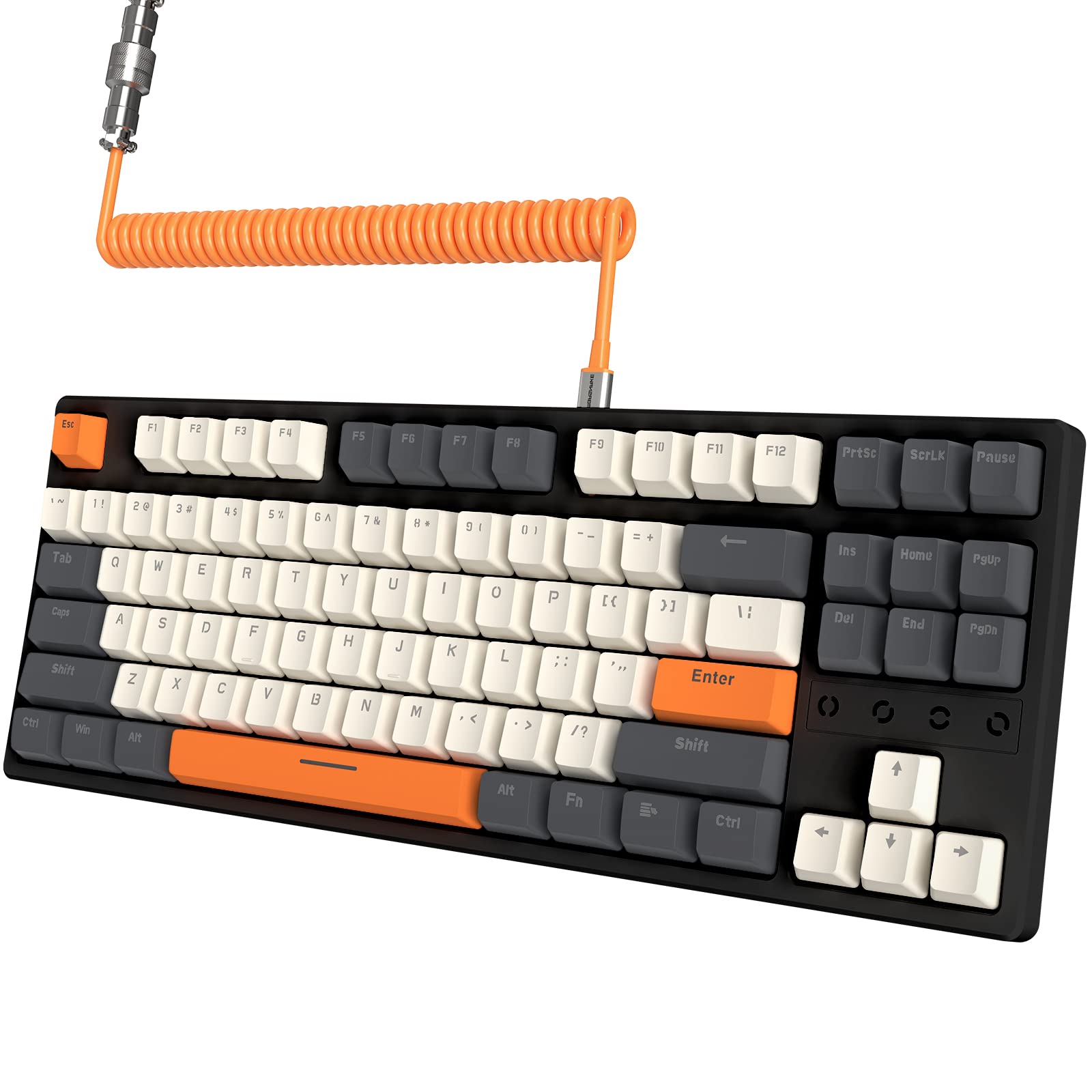 

[2023 Item] MAMBASNAKE K87 Mechanical Keyboard with Coiled Cable, 87-Key Collision-Free Compact Wired Type-C Cable, Detachable Custom Coiled Cable,