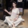 Oh Mi Da Premium Pajamas Women's Xia Modal Cotton Sweet Wind Star Printing Short Sleeve Outside Loungewear Set