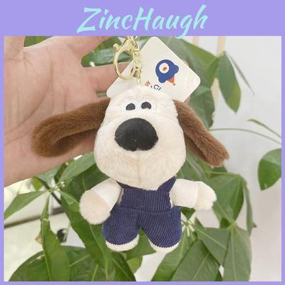 Cute Cartoon Plush Dog Keychain With Overalls 12cm Height Perfect For Bags And Backpacks