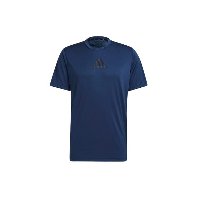 Adidas T Shirts Men's Dark Blue Crew Neck Moderate Straight Fit GM2129