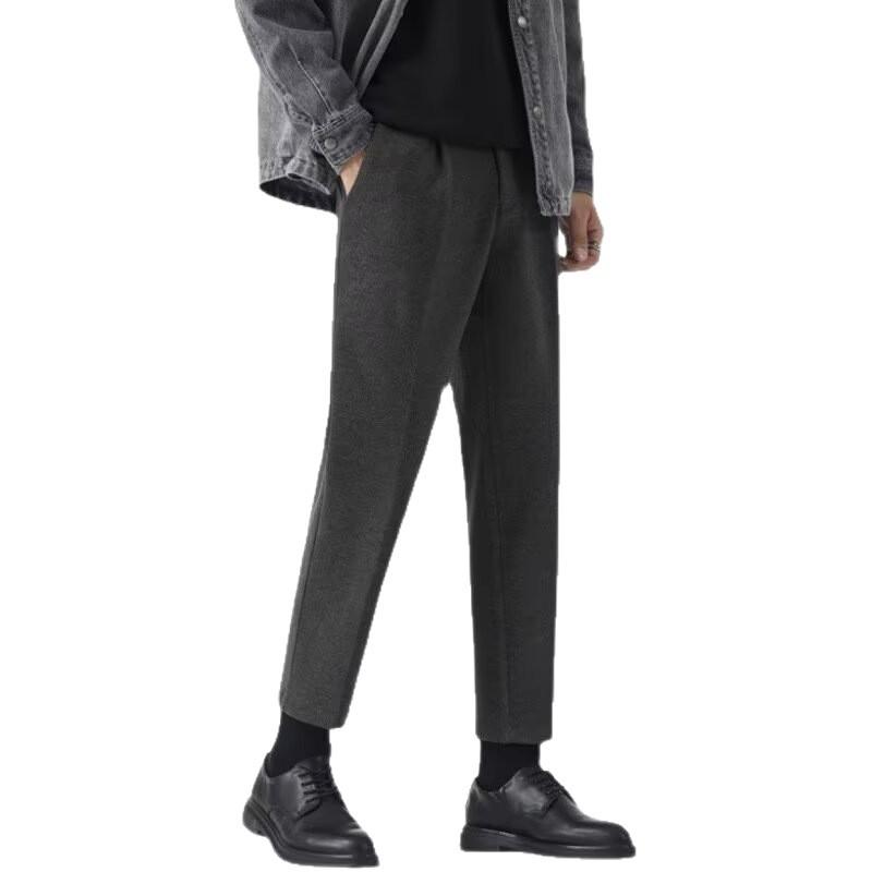 Spring and Autumn Casual Pants Men's Small Pants Nine Points Thick Loose Straight Korean Slim-fit Men's Casual Pants