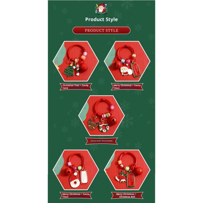 Charm pentru geantă Desen animat Etichetă de Crăciun Pandantiv Pom de Crăciun Xmas Moș Crăciun Breloc Coroniță Creativă de Crăciun Cerb Inel de Chei Fete