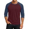 Men's Round Neck Contrast Color Raglan Three-quarter Sleeve Top T-shirt