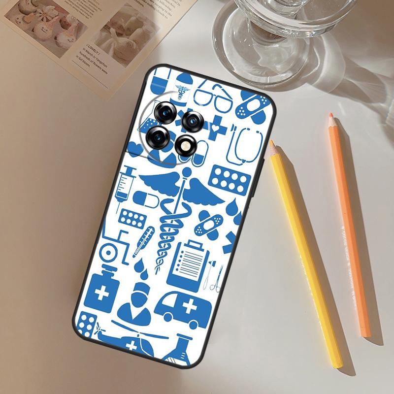 Medical Medicine Nurse Pattern Funda For OnePlus 13 13R 12 R 11 9 10 Pro 8T 9RT 10T OnePlus Nord 4 CE 2 3 Lite N20 N30 Case