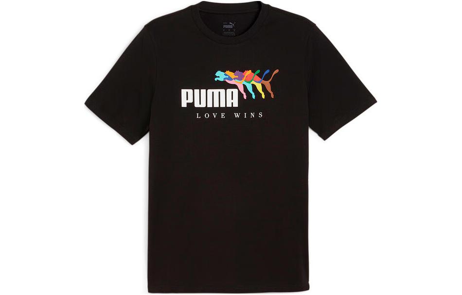 PUMA ESS T Shirts Men s Black Crew Neck Moderate Straight Fit 682147-01 M