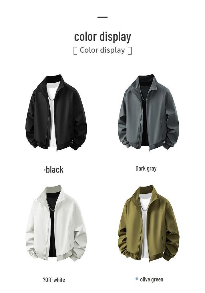 Men's Cross-Border Korean Style Stand-Collar Jacket - Trendy, Loose Fit for Spring & Autumn