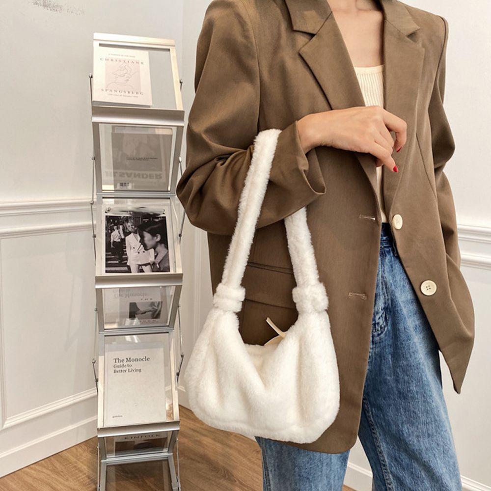 Pouch Handbag Plush Underarm Bag Solid Color Shoulder Bag Women Crossbody Bag Koran Style Handbag