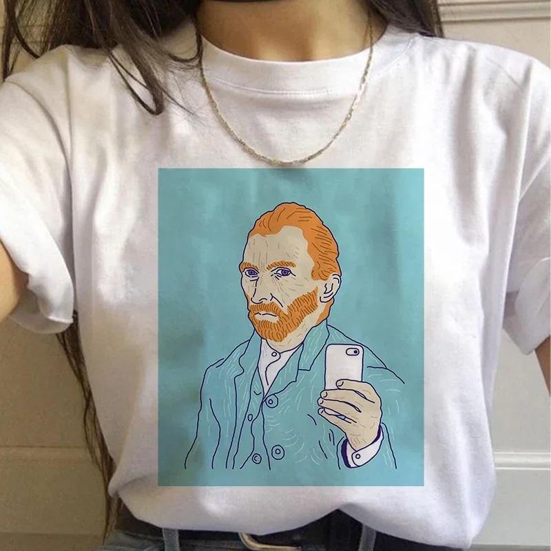 Artistic Van Gogh Paintings Graphic T Shirt With Classic Art Quotes Creative Designs Stylish Casual Short Sleeve Tee For Daily