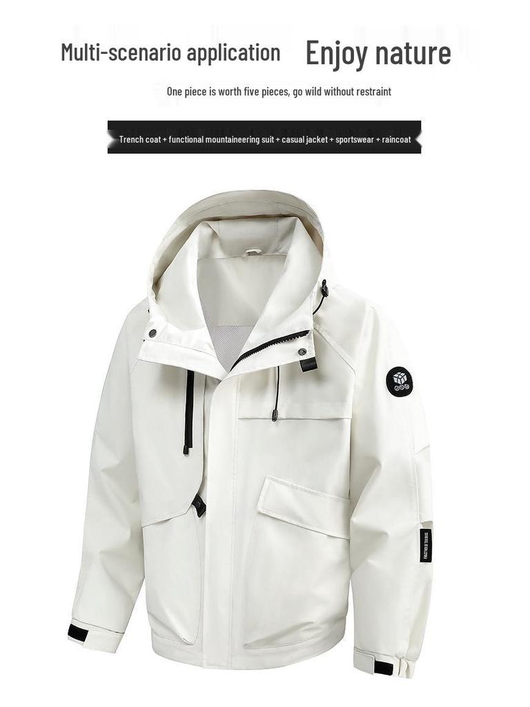 Men's Trendy Hooded Windproof Waterproof Jacket - Autumn/Winter Mountain Style Outerwear