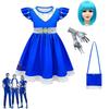 Zombies Kids 3 Cosplay Costume Girls Dress Bag Wig Halloween Outfit Suit Gifts