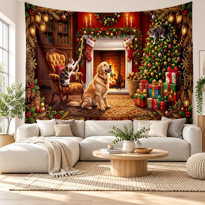 Christmas Printed Tapestry Wall Hanging For Bedroom Living Room Wall Decor Holiday Gift