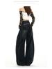 Women's Autumn High-Waisted Scimitar Jeans: Lazy Style Loose Wide-Leg Mop Pants