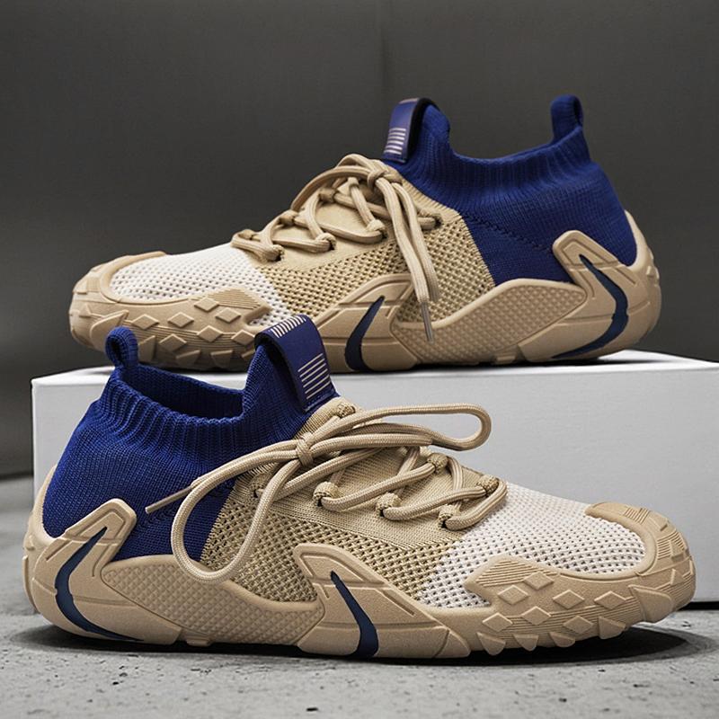 Flying woven casual board shoes sports mesh trendy shoes popular lace-up men's shoes new spring and summer breathable thin