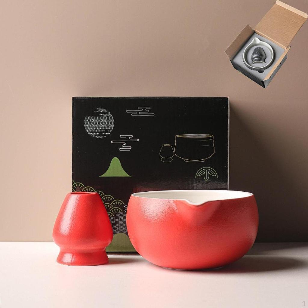 Matcha-Schüssel aus Keramik, Schneebesen, Tee und Halter mit Ausguss für die Küche