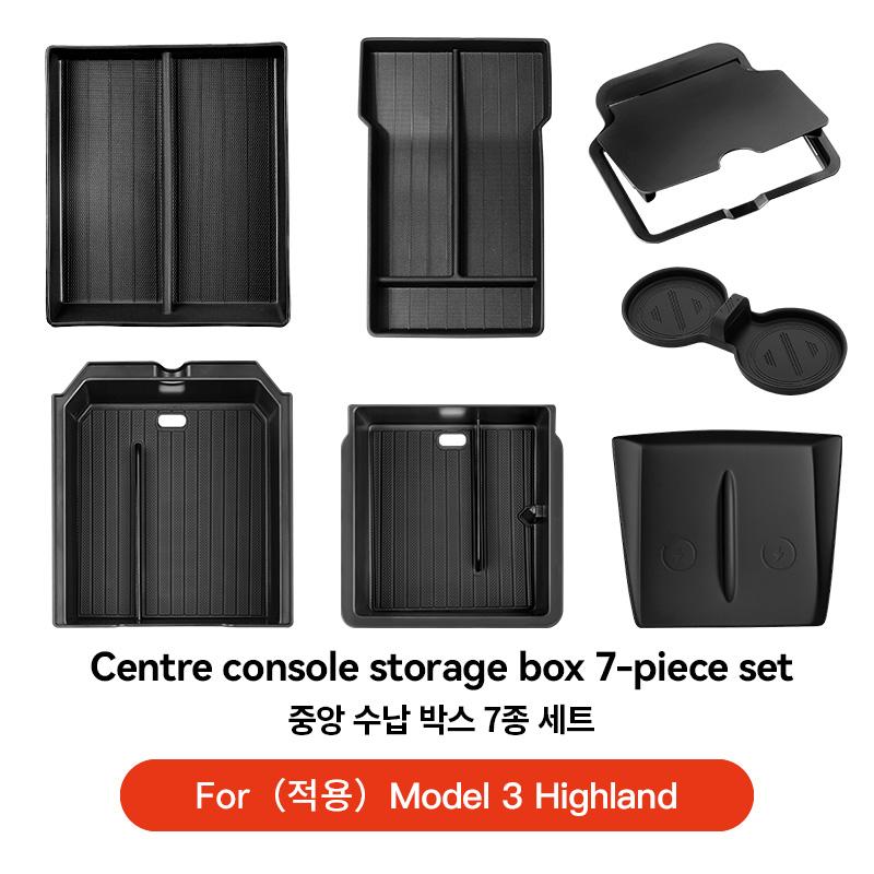 YZ For Tesla Model Y 2025 Juniper Model 3 Highland Console & Armrest Upper and Lower Storage Box Watercup Holder Charging Pad